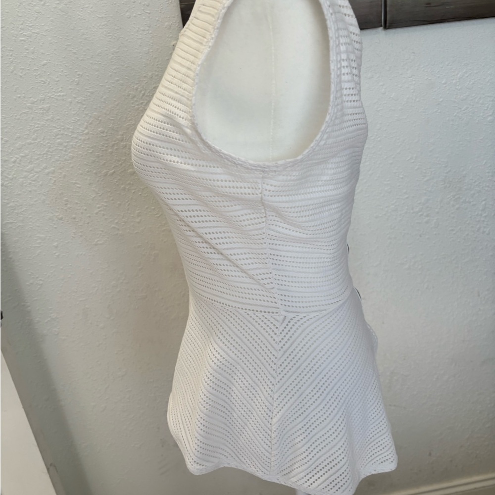 BCBGMaxAzria Evia White Textured Peplum Top - Picture 5 of 9